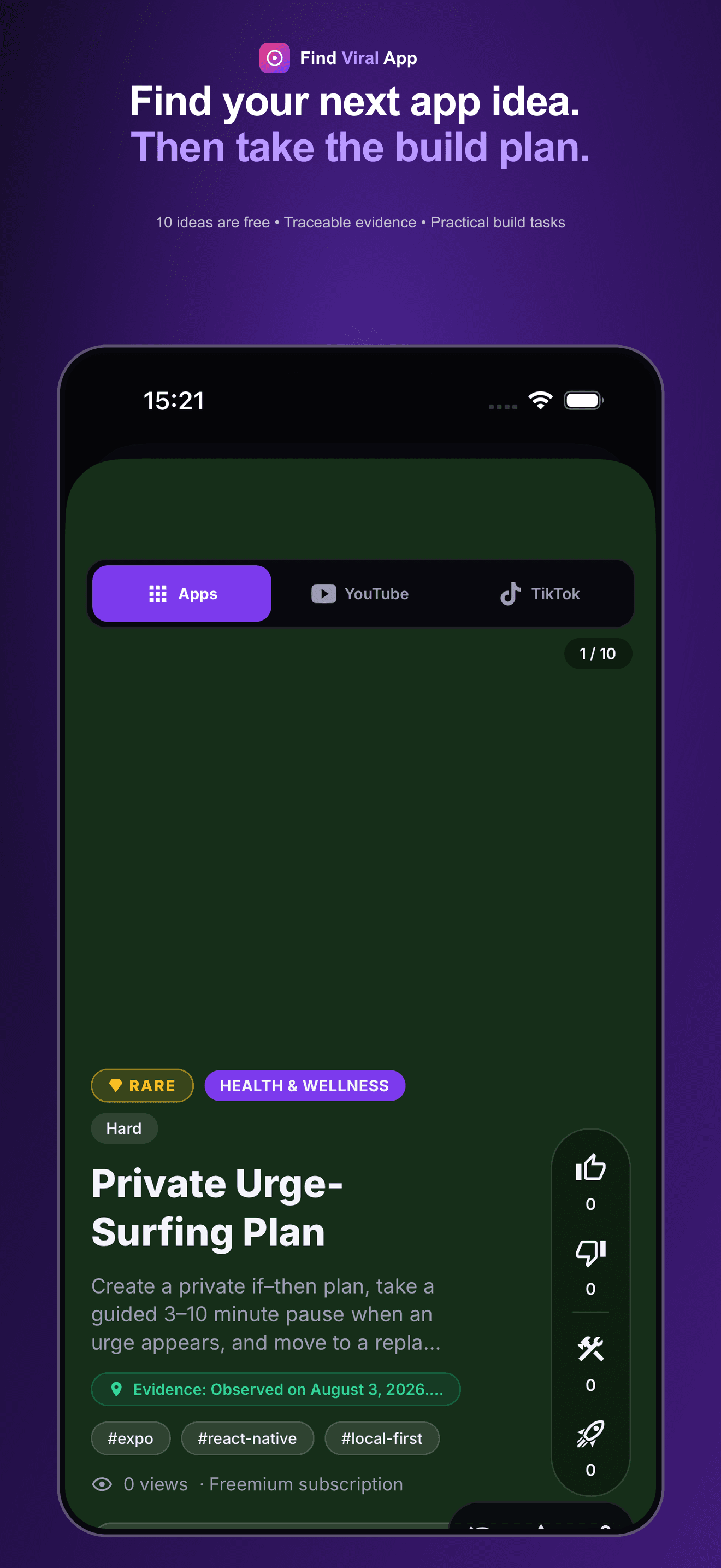 Find Viral App idea card with real demand evidence