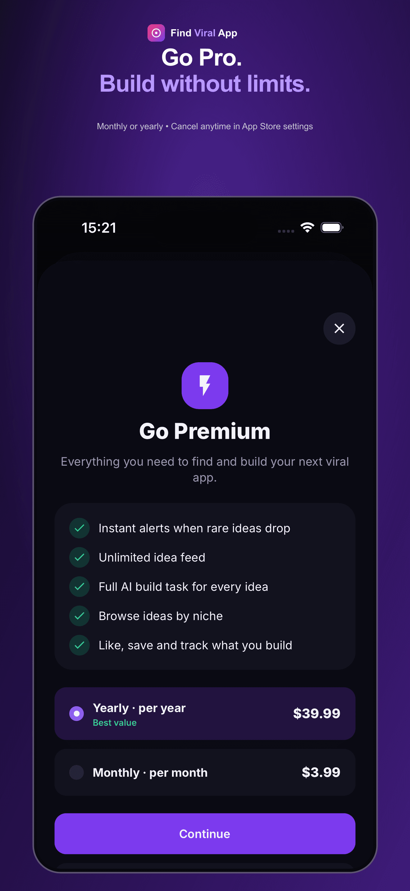 Find Viral App Pro plans